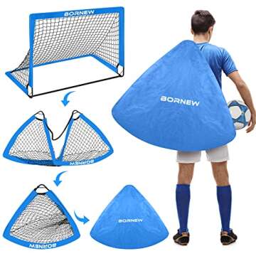 Kids Soccer Goal Set for Ages 3-16 - Training Equipment