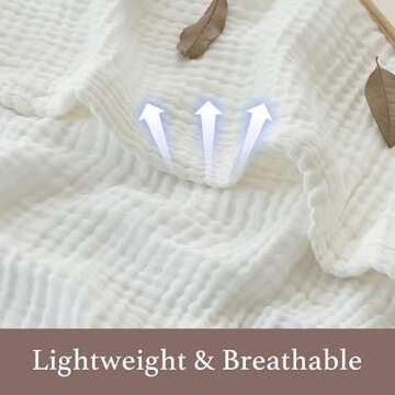 ACCOTIA 6 Layer Muslin Blanket Queen Size 80" x 90", Lightweight Breathable Soft 100% Cotton Bed Blanket Adult Gauze Blanket for Bed Couch Sofa All Season, White