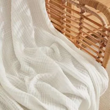 ACCOTIA 6 Layer Muslin Blanket Queen Size 80" x 90", Lightweight Breathable Soft 100% Cotton Bed Blanket Adult Gauze Blanket for Bed Couch Sofa All Season, White