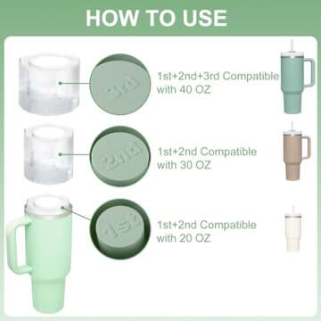 Ice Cube Tray for Stanley Cup, Silicone Ice Cube Maker With Lid for 30-40 oz Tumbler, for Chilling W...