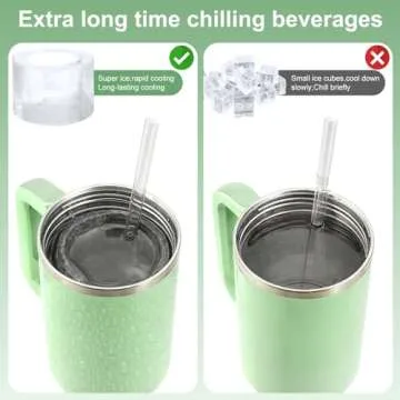 Ice Cube Tray for Stanley Cup, Silicone Ice Cube Maker With Lid for 30-40 oz Tumbler, for Chilling Whiskey, Cocktails, Drinks, Coffee, Easy Fill and Release Ice Maker, BPA Free