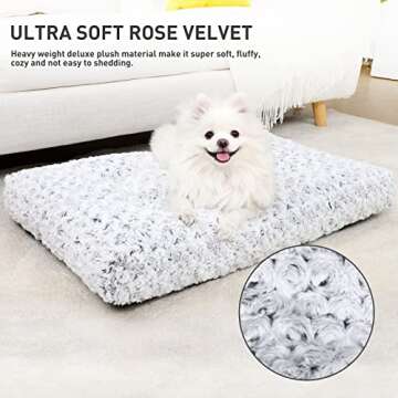 KSIIA Washable Dog Bed Deluxe Plush Dog Crate Beds Comfy Kennel Pad Anti-Slip Pet Sleeping Mat for L...
