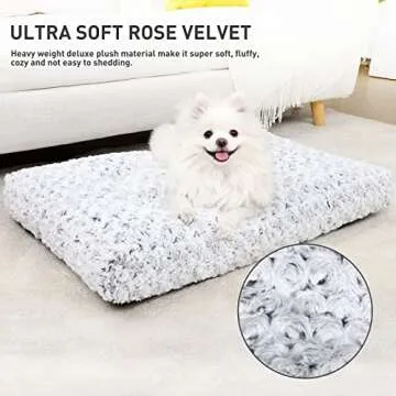 KSIIA Washable Dog Bed Deluxe Plush Dog Crate Beds Comfy Kennel Pad Anti-Slip Pet Sleeping Mat for L...