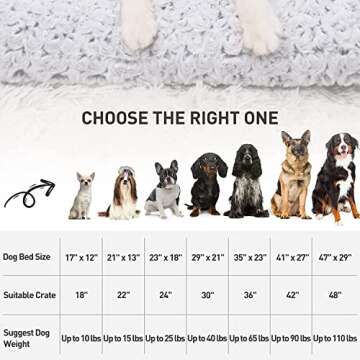 KSIIA Washable Dog Bed Deluxe Plush Dog Crate Beds Comfy Kennel Pad Anti-Slip Pet Sleeping Mat for Large, Jumbo, Medium, Small Dogs Breeds, 29" x 21", Gray