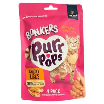 Bonkers Freeze Dried Chicken Purr Pops | Cat Treat Bundle (Pack of 3) | with Mystery Gift from JD