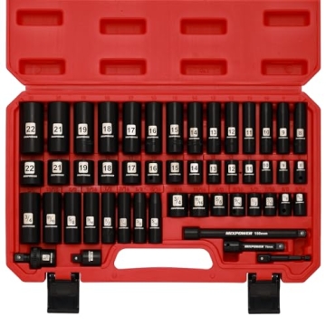 MIXPOWER 49-Piece 3/8" Drive Impact Socket Set - High Torque, CR-V Steel