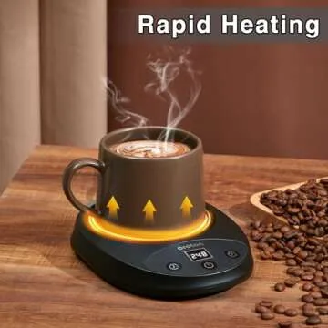 Oroton Mug Warmer for Coffee and Tea, Auto Shut Off,4.3 Inch Large Heated Plate,8 Temperature Settings, 1-8 Hour Timer Settings, Smart Coffee Warmer Plate Milk Tea Water(Black)