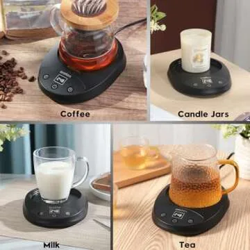 Oroton Mug Warmer for Coffee and Tea, Auto Shut Off,4.3 Inch Large Heated Plate,8 Temperature Settings, 1-8 Hour Timer Settings, Smart Coffee Warmer Plate Milk Tea Water(Black)