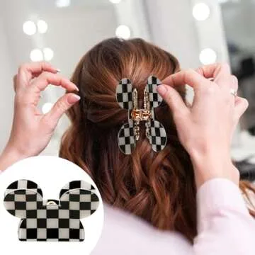 3Pcs Mouse Head Hair Claw Clips, BENOSPACE Acrylic Lady Bear Hair Clips for Thin Medium Curly Hair Mouse Ears Non-slip Hair Catch Barrette Strong Hold Jaw Clamp Women Fashion Hair Styling Accessories