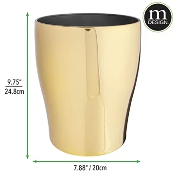 mDesign Steel 1.67 Gallon Stylish Trash Can for Small Spaces