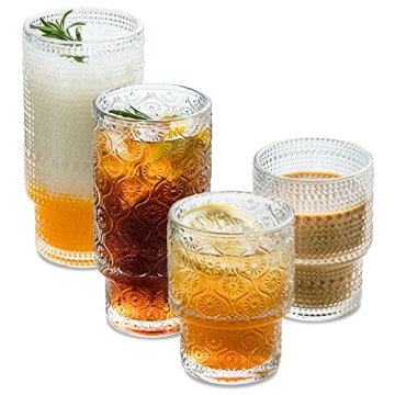 POLIDREAM Vintage Glassware Set - Elegant Drinkware for All