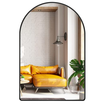 MYlovelylands 30x40 inch Black Large Arched Mirror for Bathroom Vanity Mirror or Wall Decor Arch Mir...