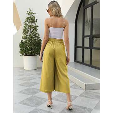 Gihuo Women’s Casual Cotton Linen Palazzo Pants - Wide Leg