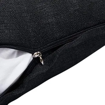 Anickal Black Linen Pillow Covers for Rustic Home Style