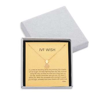 VZBarn IVF Infertility Mom Pineapple Necklace Jewelry Encouragement Gift for Women Gold