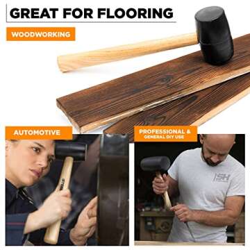 STEELHEAD 3-Piece Wood Handle Rubber Mallet Set | 8oz, 16oz & 32oz Mallets | Lightweight & Durable, Strike-Minimizing Handles, USA-Based Support