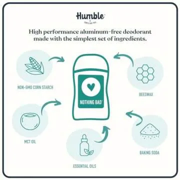 HUMBLE BRANDS Original Formula Aluminum-free Deodorant. Long Lasting Odor Control with Baking Soda and Essential Oils, Mountain Lavender, Pack of 1