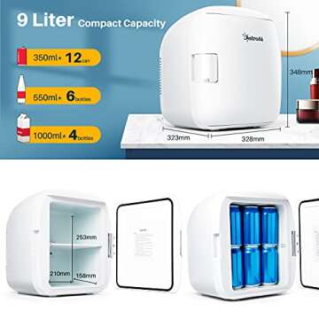 AstroAI Mini Fridge, 12 Can Skincare Fridge AC/DC Small Refrigerator Portable Thermoelectric Cooler and Warmer for Gift, Bedroom, Beverage, Skincare, ETL Listed (White)