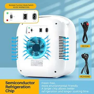 AstroAI Mini Fridge, 12 Can Skincare Fridge AC/DC Small Refrigerator Portable Thermoelectric Cooler and Warmer for Gift, Bedroom, Beverage, Skincare, ETL Listed (White)