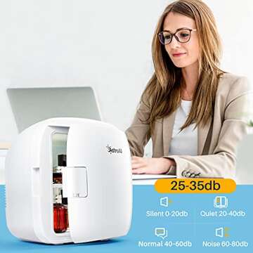 AstroAI Mini Fridge, 12 Can Skincare Fridge AC/DC Small Refrigerator Portable Thermoelectric Cooler and Warmer for Gift, Bedroom, Beverage, Skincare, ETL Listed (White)