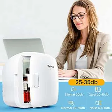 AstroAI Mini Fridge, 12 Can Skincare Fridge AC/DC Small Refrigerator Portable Thermoelectric Cooler and Warmer for Gift, Bedroom, Beverage, Skincare, ETL Listed (White)