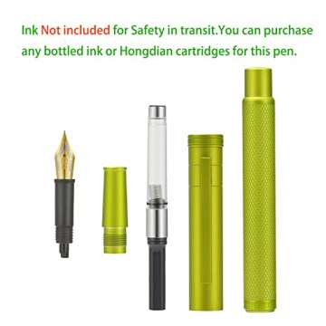 Hongdian 1851 Mustard Yellow Forest Fountain Pen Medium Nib, Classic Design with Converter and Metal Pen Case