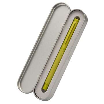 Hongdian 1851 Mustard Yellow Forest Fountain Pen Medium Nib, Classic Design with Converter and Metal Pen Case