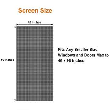MAGZO Pet Proof Window Screen Door Replacement Mesh, 48" W x 99" L, Vinyl Coated Polyester Fabric Heavy Duty, Dog Cat Net for Sliding Glass/Patio/Balcony/Porch/Pool/Back Deck Windows Doors, Black