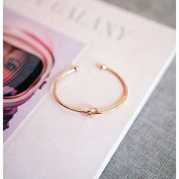 PAVOI Adjustable Gold Plated Love Knot Bangle Bracelet