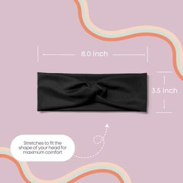 Soft Non-Slip Stretchy Headbands for Women - Buttery & comfortable, Wide Knot, Workout Hairband, Sweat Absorbent Colors, No Headache Fit, Sports Band, Runner, Nurses Headband, Hair styling accessories