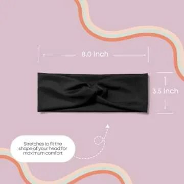 Soft Non-Slip Stretchy Headbands for Women - Buttery & comfortable, Wide Knot, Workout Hairband, Sweat Absorbent Colors, No Headache Fit, Sports Band, Runner, Nurses Headband, Hair styling accessories