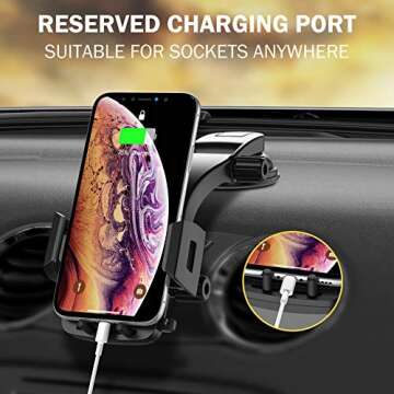 Miracase Car Phone Mount, Dashboard Phone Holder for Car Windshield Adjustable Universal Stand Heavy Duty Hands Free Support for Vehicles Trucks Long Arm Cradle for All Smartphones