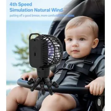 ECLIP Portable Stroller Fan with LED Display and 4 Speeds