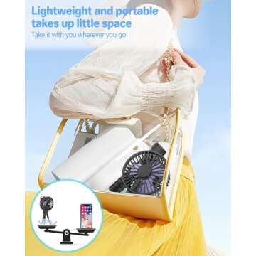 ECLIP Portable Stroller Fan, LED Display, 4 Speeds, Flexible Tripod Clip On Fan Blow Cold Air, 30dB Quiet Handheld Desk Cooling Baby Fan for Car Seat Crib Bike Treadmill (3 Inches Black)