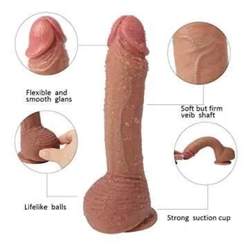 SUWUKA 10" Realistic Dildos Feel Like Skin,Soft Liquid Silicone Dildo with Strong Suction Cup for Hands-Free Play,Anal Dildo for Men Lifelike Fake Penis for G Spot Stimulation Adult Sex Toys for Women