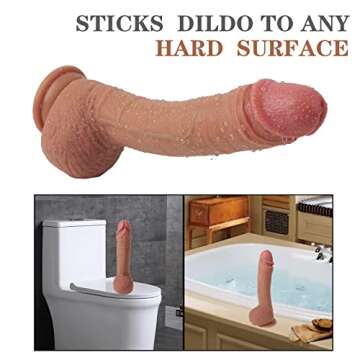 SUWUKA 10" Realistic Dildos Feel Like Skin,Soft Liquid Silicone Dildo with Strong Suction Cup for Hands-Free Play,Anal Dildo for Men Lifelike Fake Penis for G Spot Stimulation Adult Sex Toys for Women