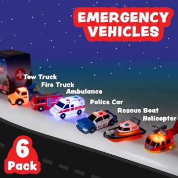 Tub Works® Emergency™ Cars Light Up Bath Toys, 6 Pack | Water-Activated Light Up Toys Flash & Cha...