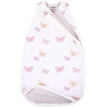 Woolino Merino Wool and Organic Cotton Baby Sleep Sack - 4 Season Classic Sleeping Bag for Baby - Two-Way Zipper Sleeping Bag - Infant Wearable Blanket - 6-18 Months - Butterfly