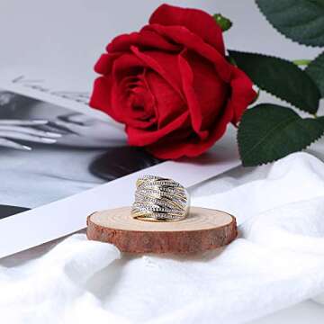 Stylish Two-Tone Intertwined Statement Ring for Women