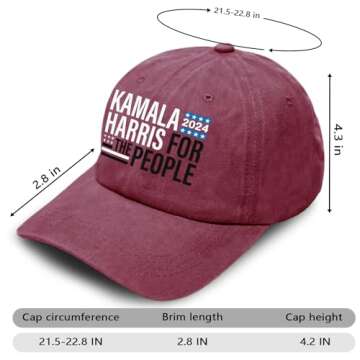 Kamala Harris 2024 Hat Kamala Harris for The People hat Classic Fashion Adjustable Caps for Men Women