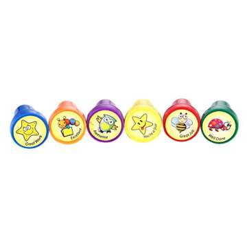 LUCKYBIRD Stamps for Kids, Best Plastic Self Inking Reward Stamps Set, 6 Count