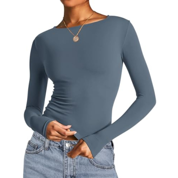 AKEWEI Women Long Sleeve Slimming Crop Top - Trendy Basics for All Occasions