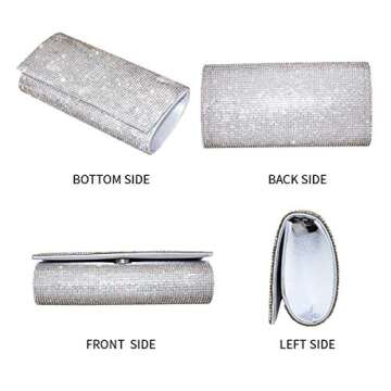 Labair Women Evening Bags Glamorous Rhinestone Clutch Purse Sparkly Crystal Bag Wedding Prom Bridal Handbag,Silver.