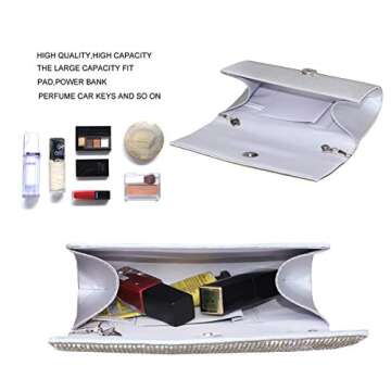 Labair Women Evening Bags Glamorous Rhinestone Clutch Purse Sparkly Crystal Bag Wedding Prom Bridal Handbag,Silver.