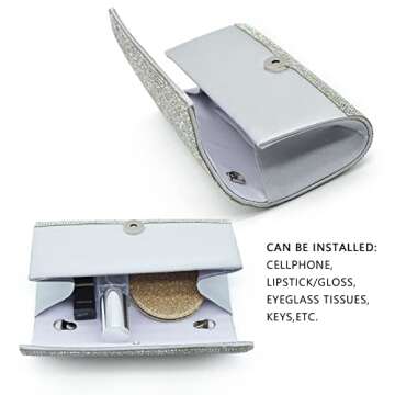 Labair Women Evening Bags Glamorous Rhinestone Clutch Purse Sparkly Crystal Bag Wedding Prom Bridal Handbag,Silver.