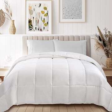 SUPERIOR Classic All-Season Reversible Down Alternative Comforter, Comfy, Fluffy, Cozy, Lightweight,...