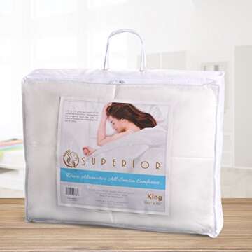 SUPERIOR Classic All-Season Reversible Down Alternative Comforter, Comfy, Fluffy, Cozy, Lightweight, Decorative, Duvet Insert, Plush, Oversized Bedding Essential, Box Quilt Design, Twin, White