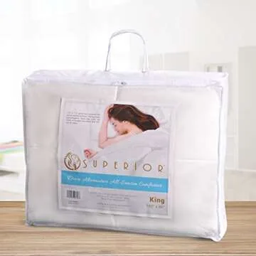 SUPERIOR Classic All-Season Reversible Down Alternative Comforter, Comfy, Fluffy, Cozy, Lightweight, Decorative, Duvet Insert, Plush, Oversized Bedding Essential, Box Quilt Design, Twin, White