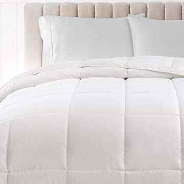 SUPERIOR Classic All-Season Reversible Down Alternative Comforter, Comfy, Fluffy, Cozy, Lightweight, Decorative, Duvet Insert, Plush, Oversized Bedding Essential, Box Quilt Design, Twin, White