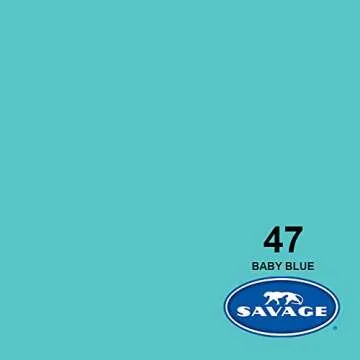 Savage Seamless Paper Photography Backdrop - Color #47 Baby Blue, Size 86 Inches Wide x 36 Feet Long, Backdrop for YouTube Videos, Streaming, Interviews and Portraits - Made in USA